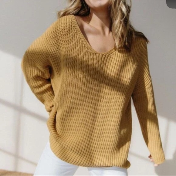 NWT JENNI KAYNE Cotton Cabin Sweater Mustard Yellow Women’s Size XL - Picture 3 of 10